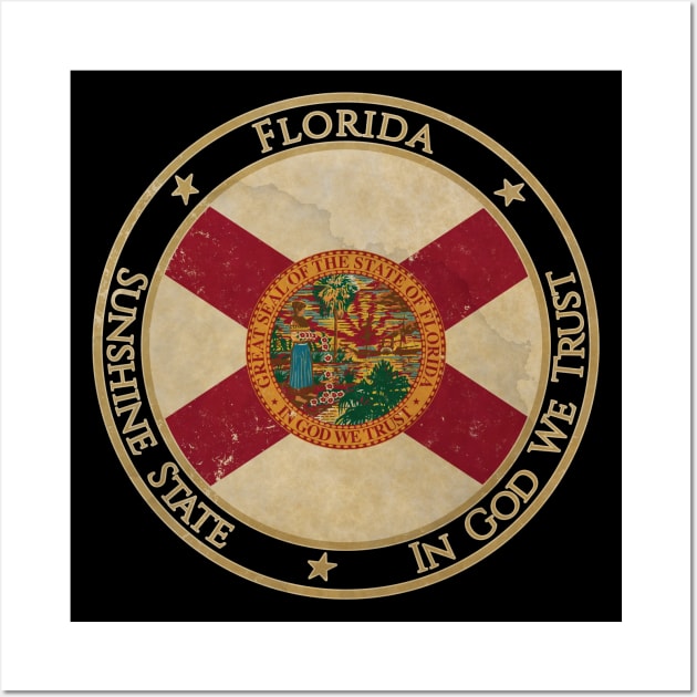 Vintage Florida USA United States of America American State Flag Wall Art by DragonXX